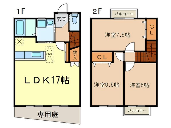 アンピオ近義ノ里Ｂ棟の物件間取画像